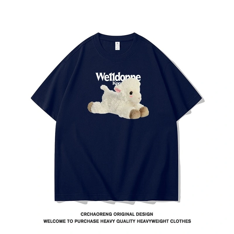 We11done Konne Street Hip Hop Short Sleeve T-Shirt Men Pure Cotton Top Couple Version INS Style 2