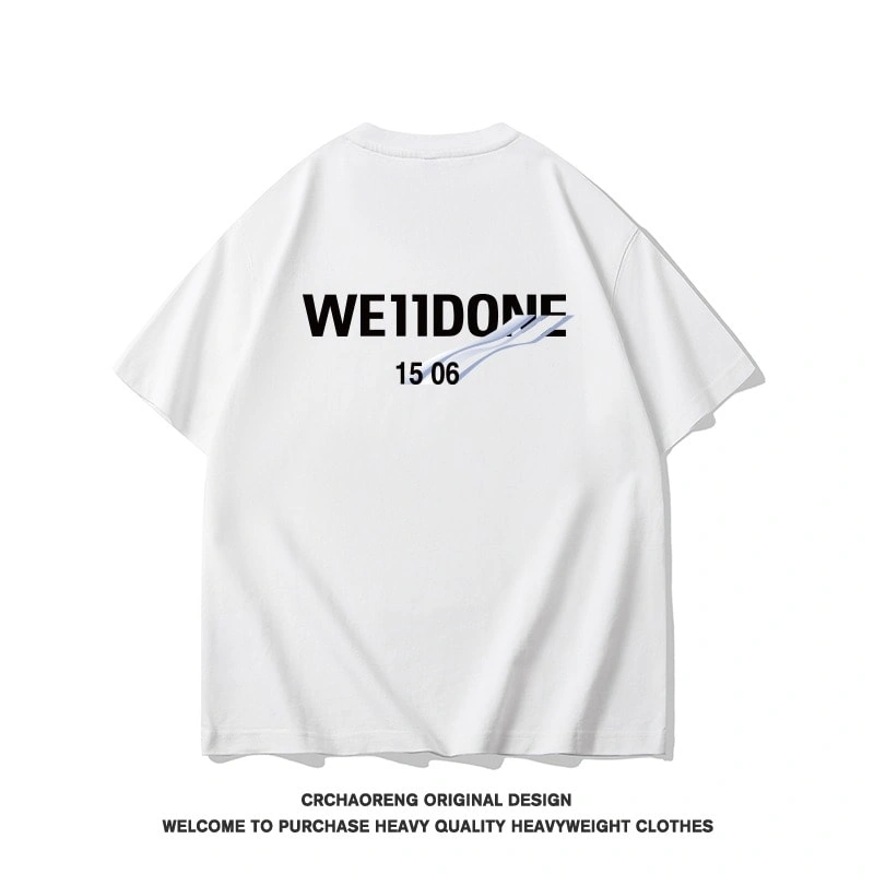 We11done Konne Street Retro Short Sleeve T-Shirt Men Casual Loose Simple Versatile Half Sleeve Top Style 1