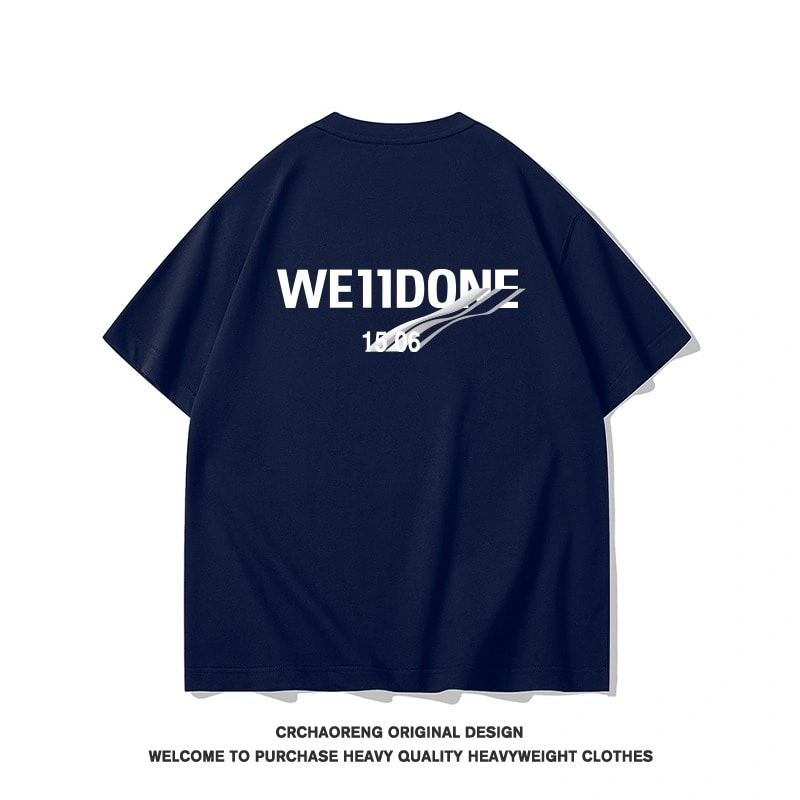 We11done Konne Street Retro Short Sleeve T-Shirt Men Casual Loose Simple Versatile Half Sleeve Top Style 2