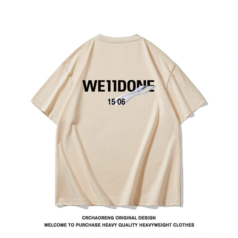 We11done Konne Street Retro Short Sleeve T-Shirt Men Casual Loose Simple Versatile Half Sleeve Top Style 3