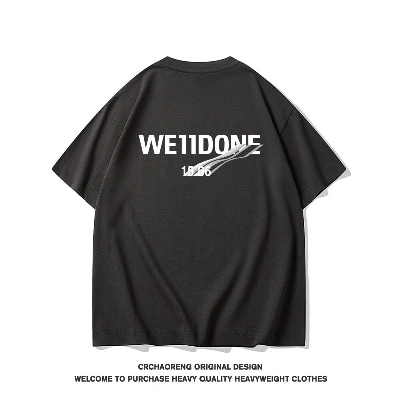 We11done Konne Street Retro Short Sleeve T-Shirt Men Casual Loose Simple Versatile Half Sleeve Top Style 4