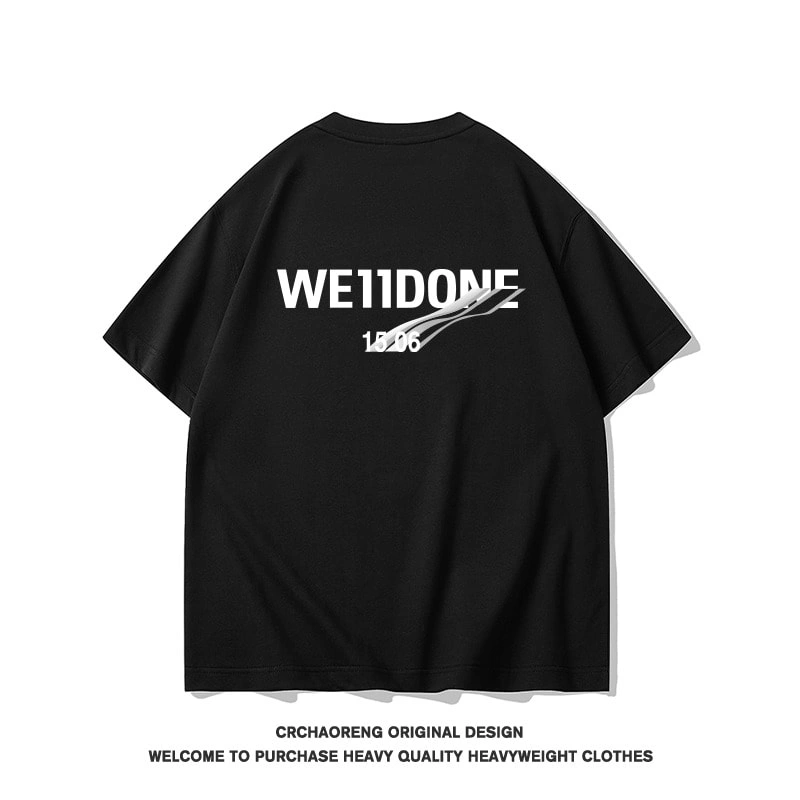 We11done Konne Street Retro Short Sleeve T-Shirt Men Casual Loose Simple Versatile Half Sleeve Top