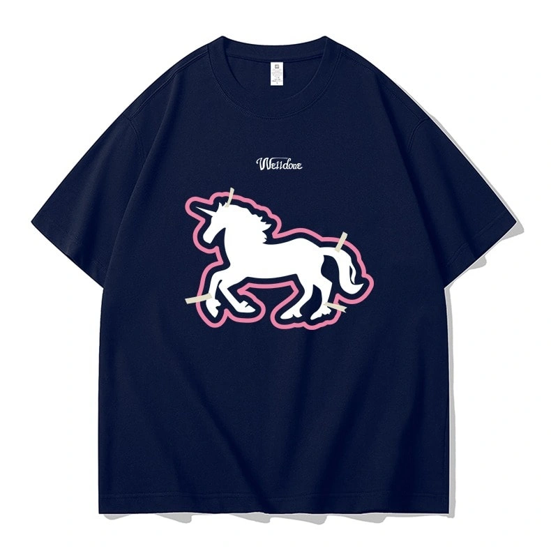 We11done Konne Street Retro Short Sleeve T-Shirt Men Crew Neck Simple Versatile Half Sleeve Top Style 2