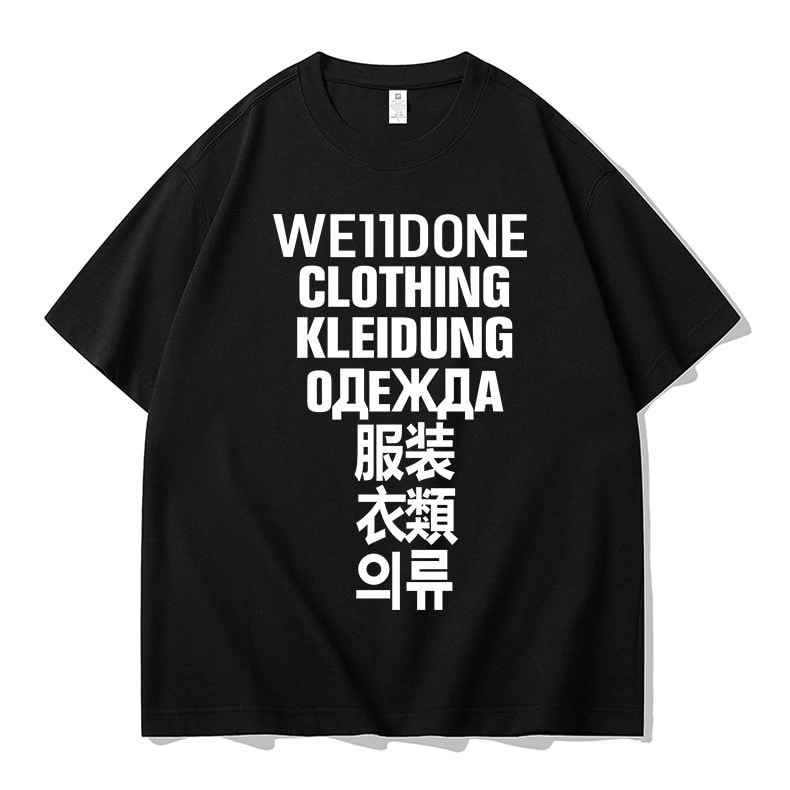 We11done Konne Street Short Sleeve T-Shirt Men Fashion Print Trend Versatile Half Sleeve Top