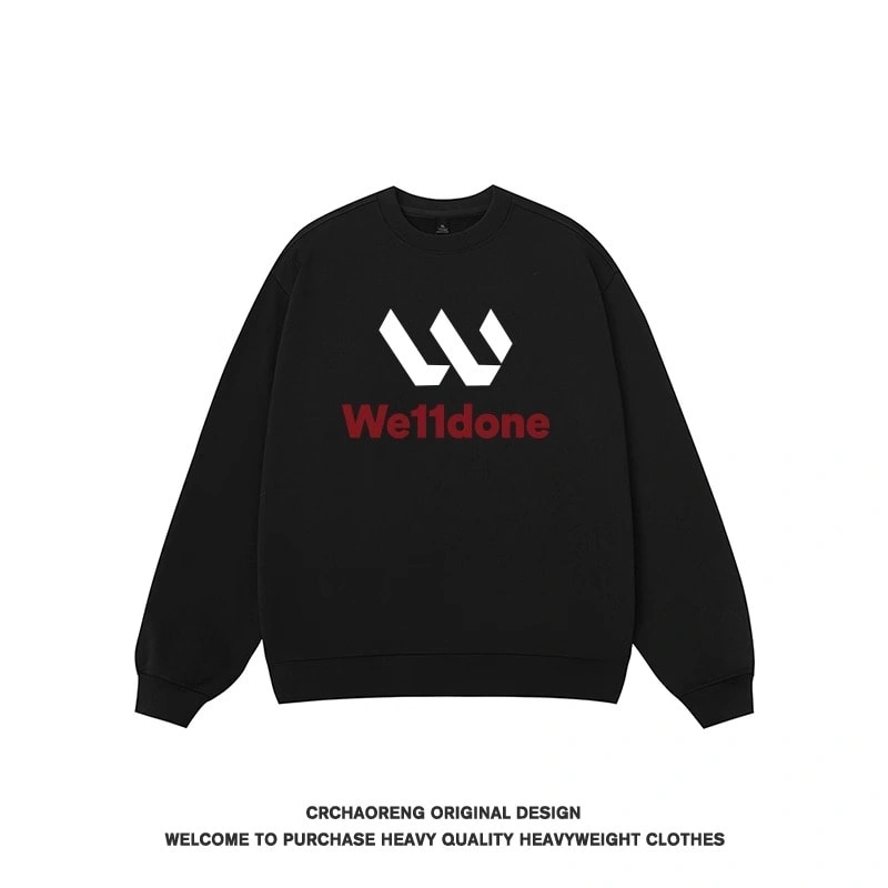 We11done Konne Trend Brand Crew Neck Sweatshirt Men Retro Casual Loose Versatile High end Long Sleeve Top