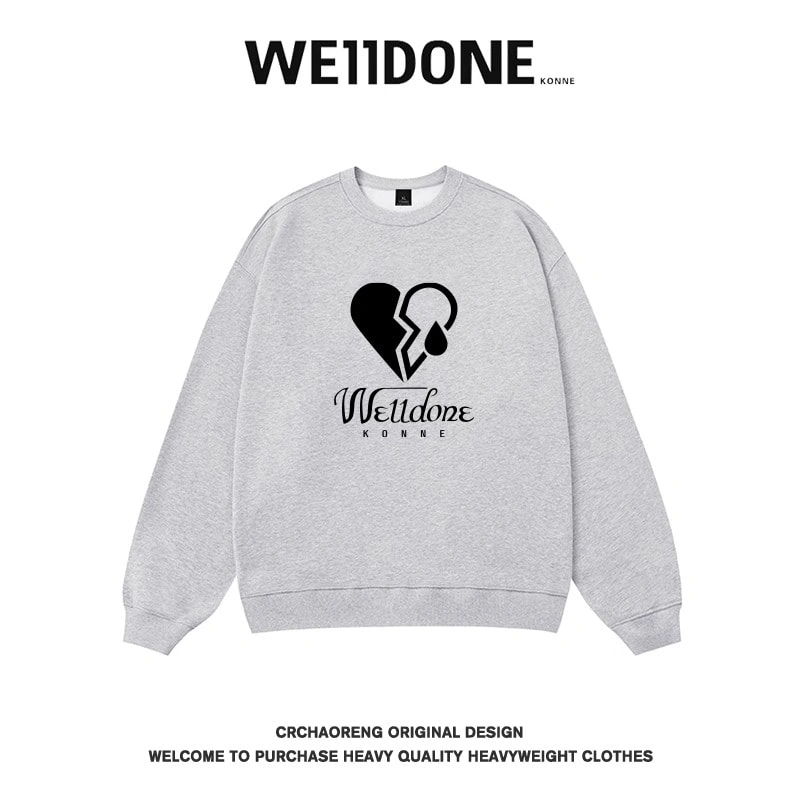 We11done Konne Trend Brand Student Casual Top Male Loose Couple Crew Neck Sweatshirt Men Style 4