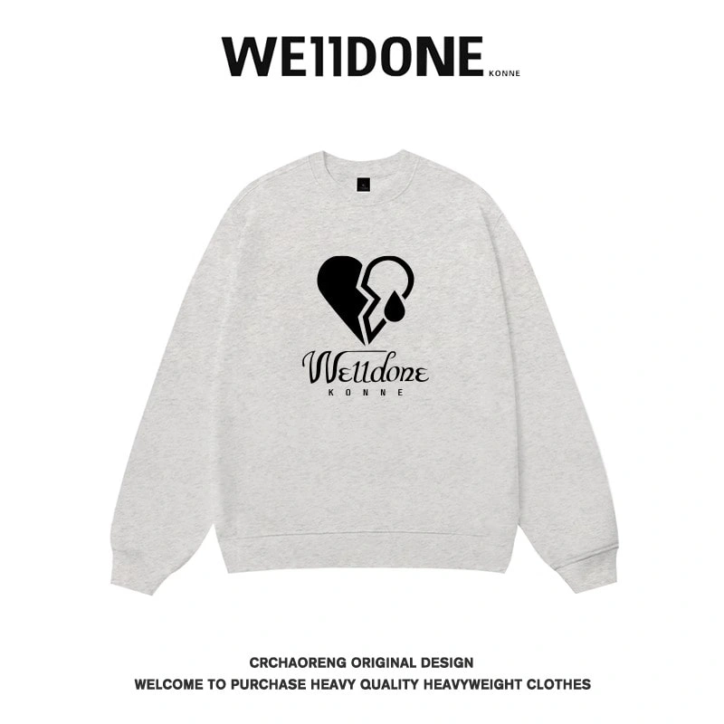 We11done Konne Trend Brand Student Casual Top Male Loose Couple Crew Neck Sweatshirt Men Style 5