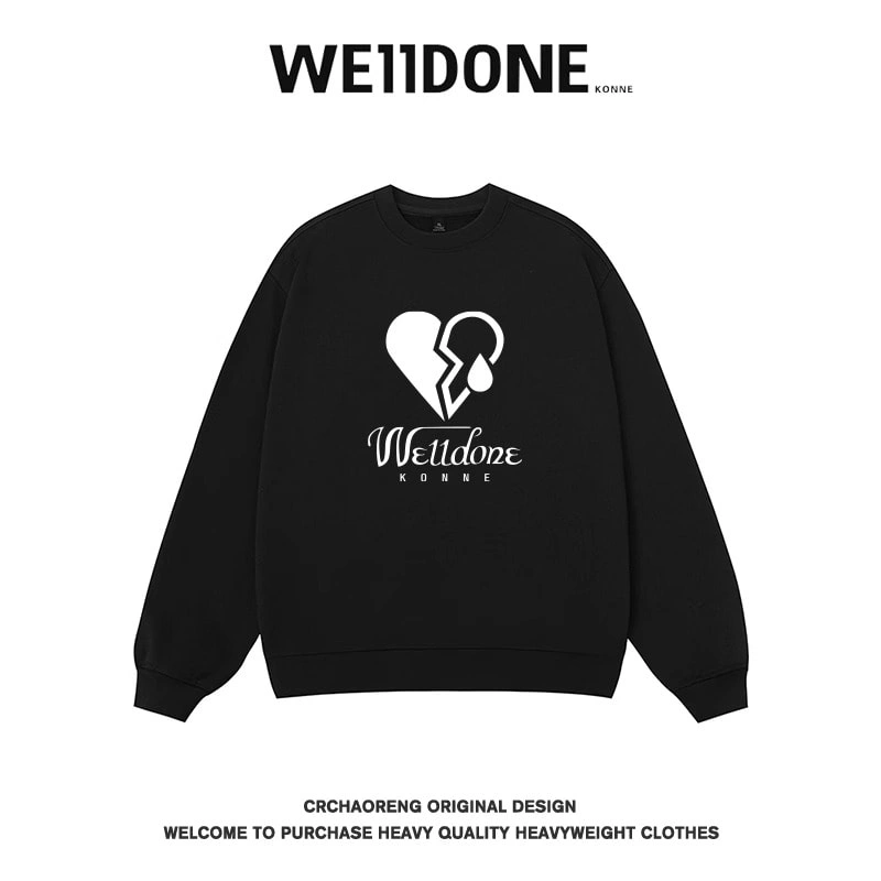 We11done Konne Trend Brand Student Casual Top Male Loose Couple Crew Neck Sweatshirt Men