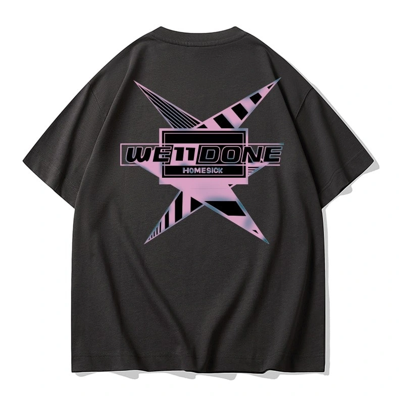 We11done KonneShort Sleeve T-Shirt Men Loose Pure Cotton Trend Crew Neck Top Style 2