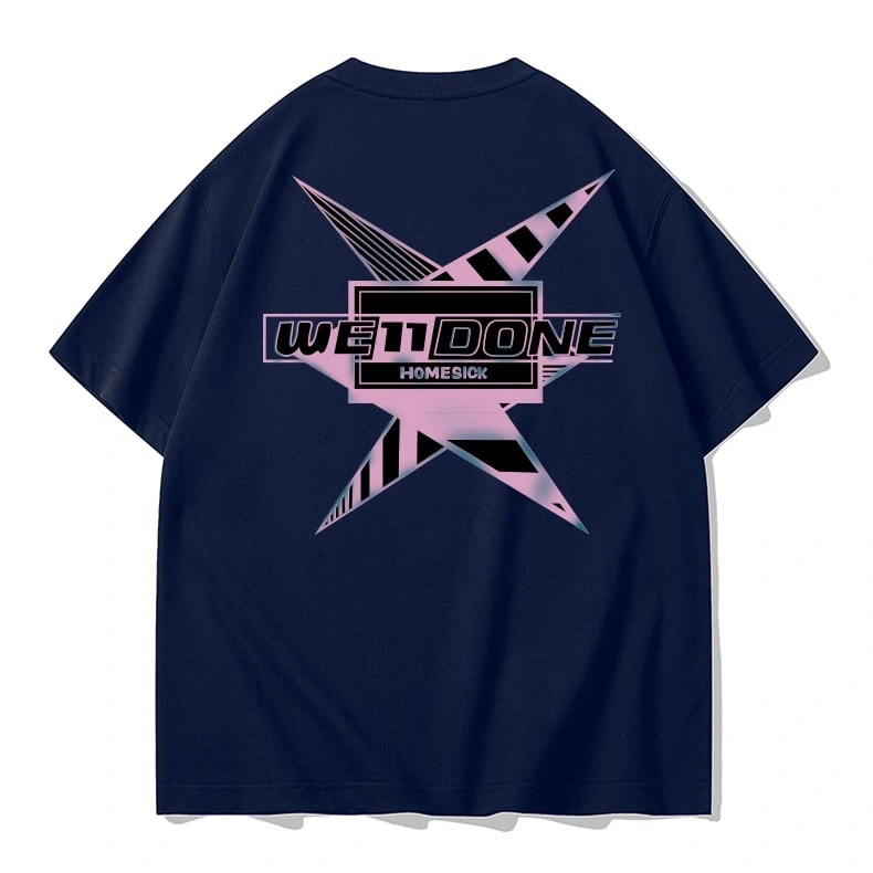 We11done KonneShort Sleeve T-Shirt Men Loose Pure Cotton Trend Crew Neck Top Style 4