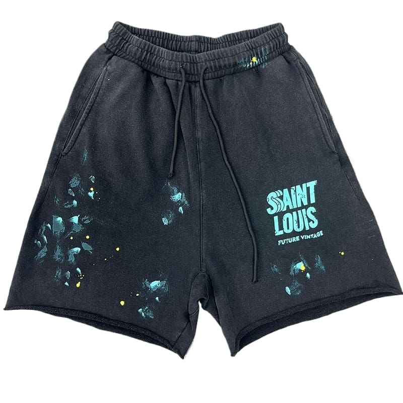 sssaint L**is old do dirty splash ink shorts