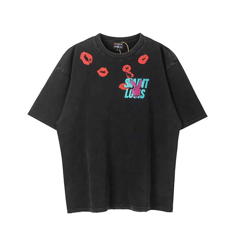 sssaint L**is washed gray lip tee