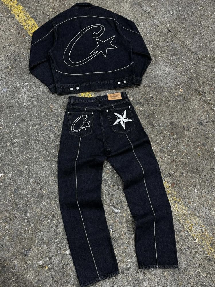 Corteiz Embroidered Five-Pointed Star Denim