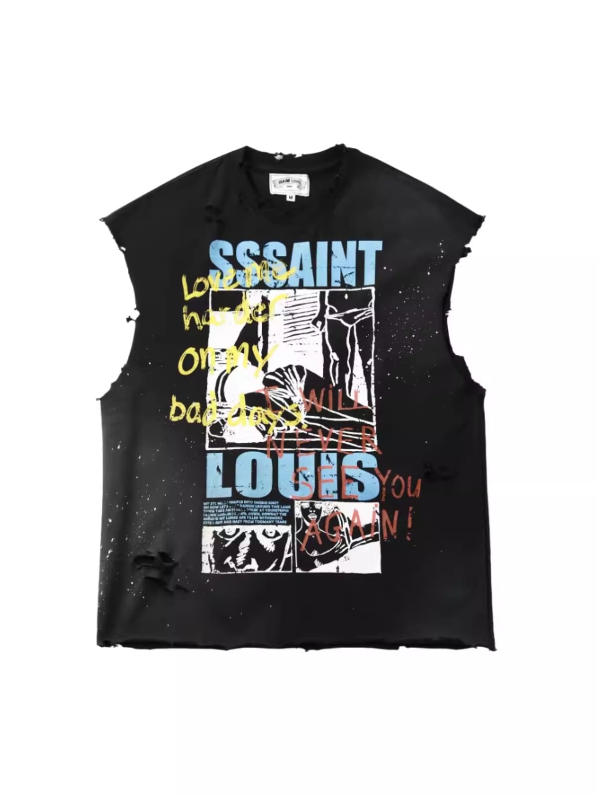 sssaint L**is hand-made paint-splashing vest