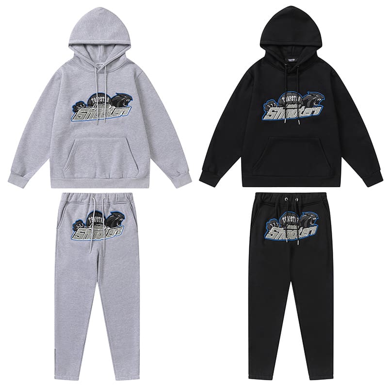 Trapstar Blue Gray Tiger Head Towel Embroidery Sweatsuit