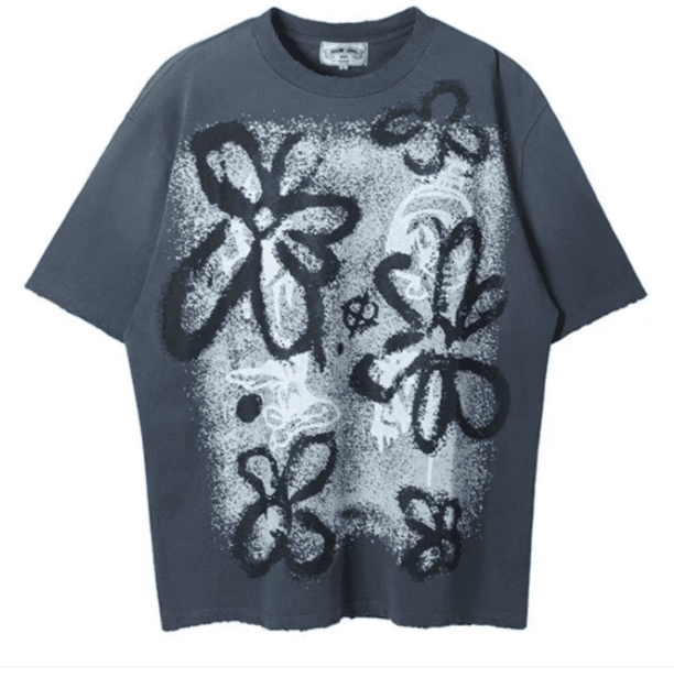 sssaint L**is flower graffiti washed tee