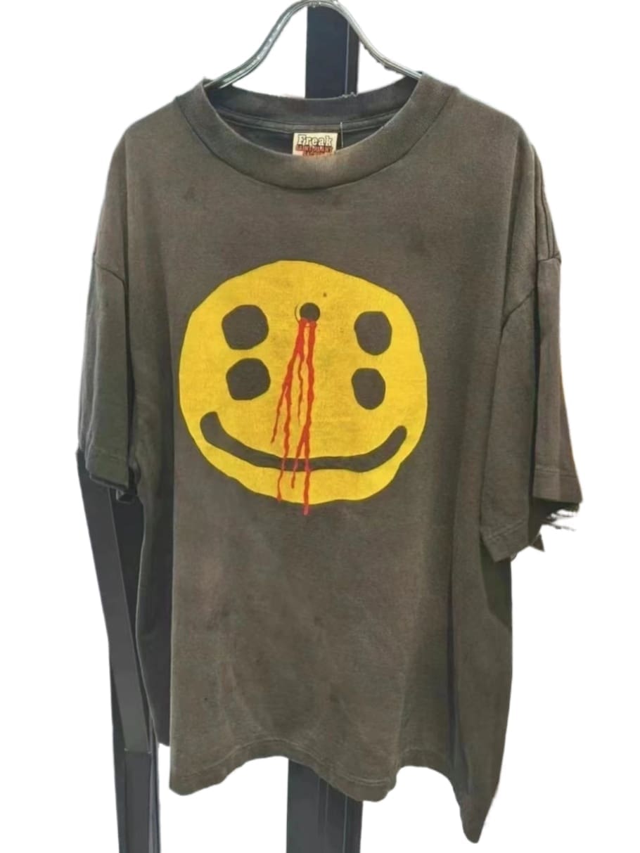 saint michael x cpfm smiling F**e beast washed distressed short sleeve tee