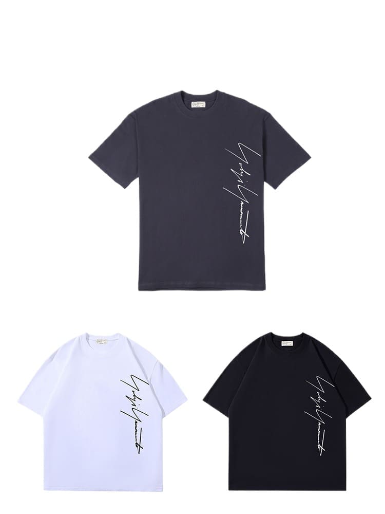 Yohji Yamamoto Vertical Signature Logo Tee