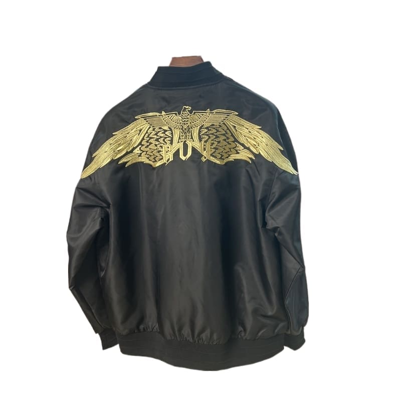 Gold Thread Wings Embroidered Zip Coat