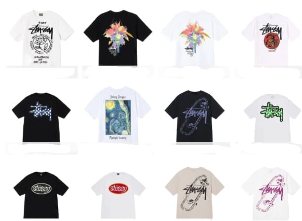 Stussy Crown Surfing Print Short Sleeve T-Shirt for Men and Women 2