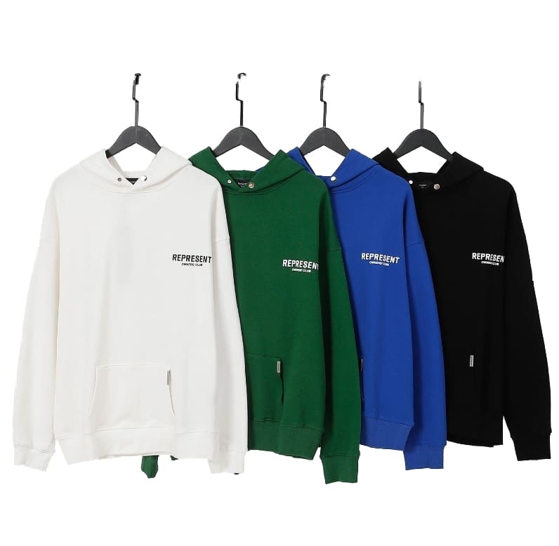 Represent Simple Letter Logo Hooded Jacket High Street Loose Pullover Sweater for Spring and Autumn