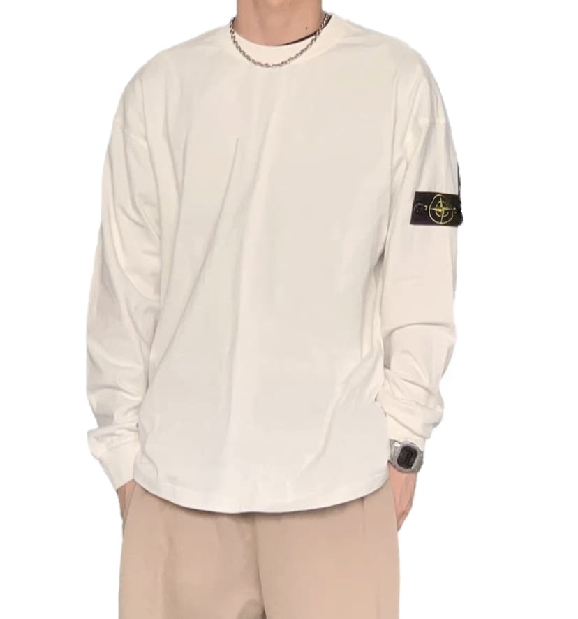 Stone Island Basic Style Washed Long Sleeve Tee