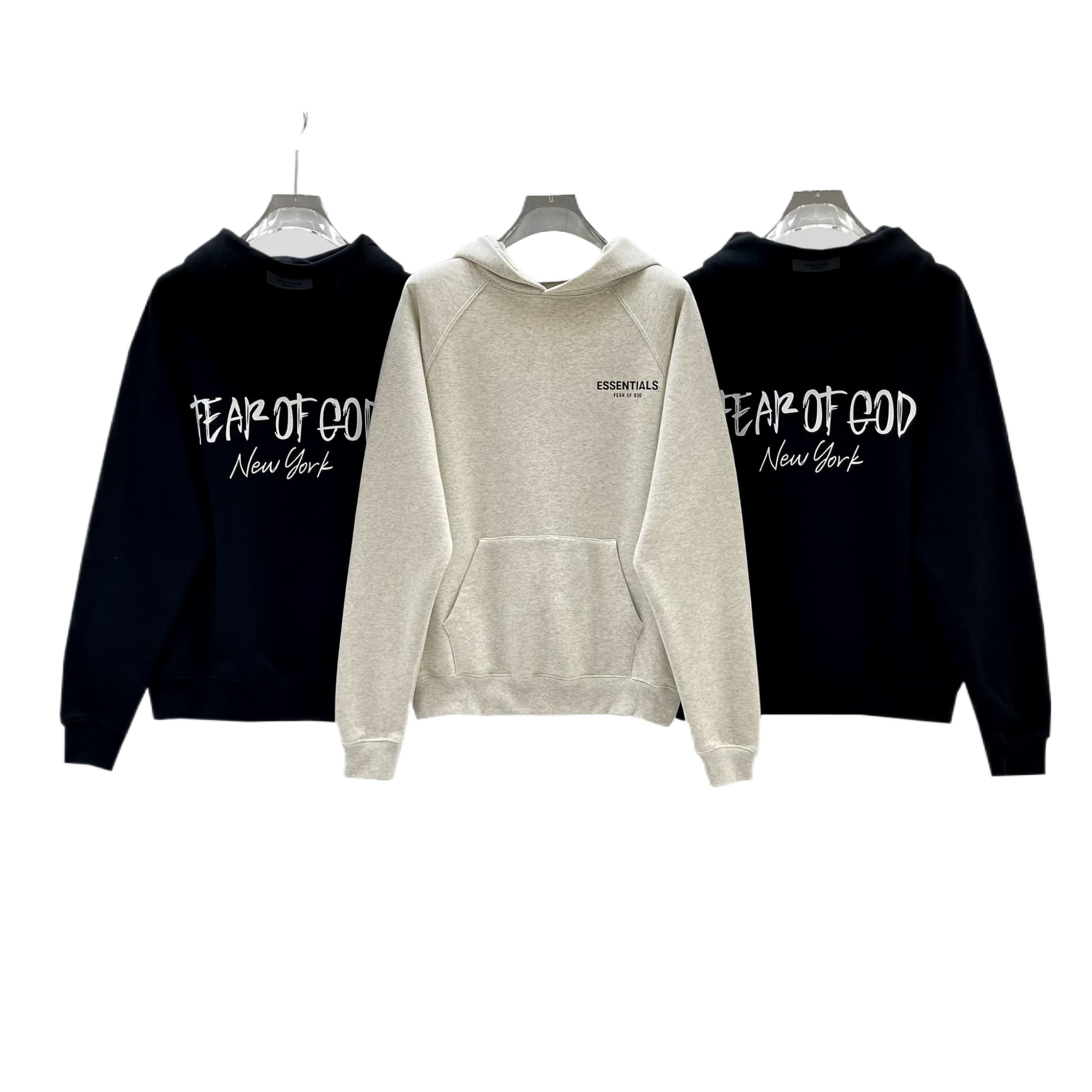 Essentials Double Line Fog Velvet Padded Hooded Sweatshirt