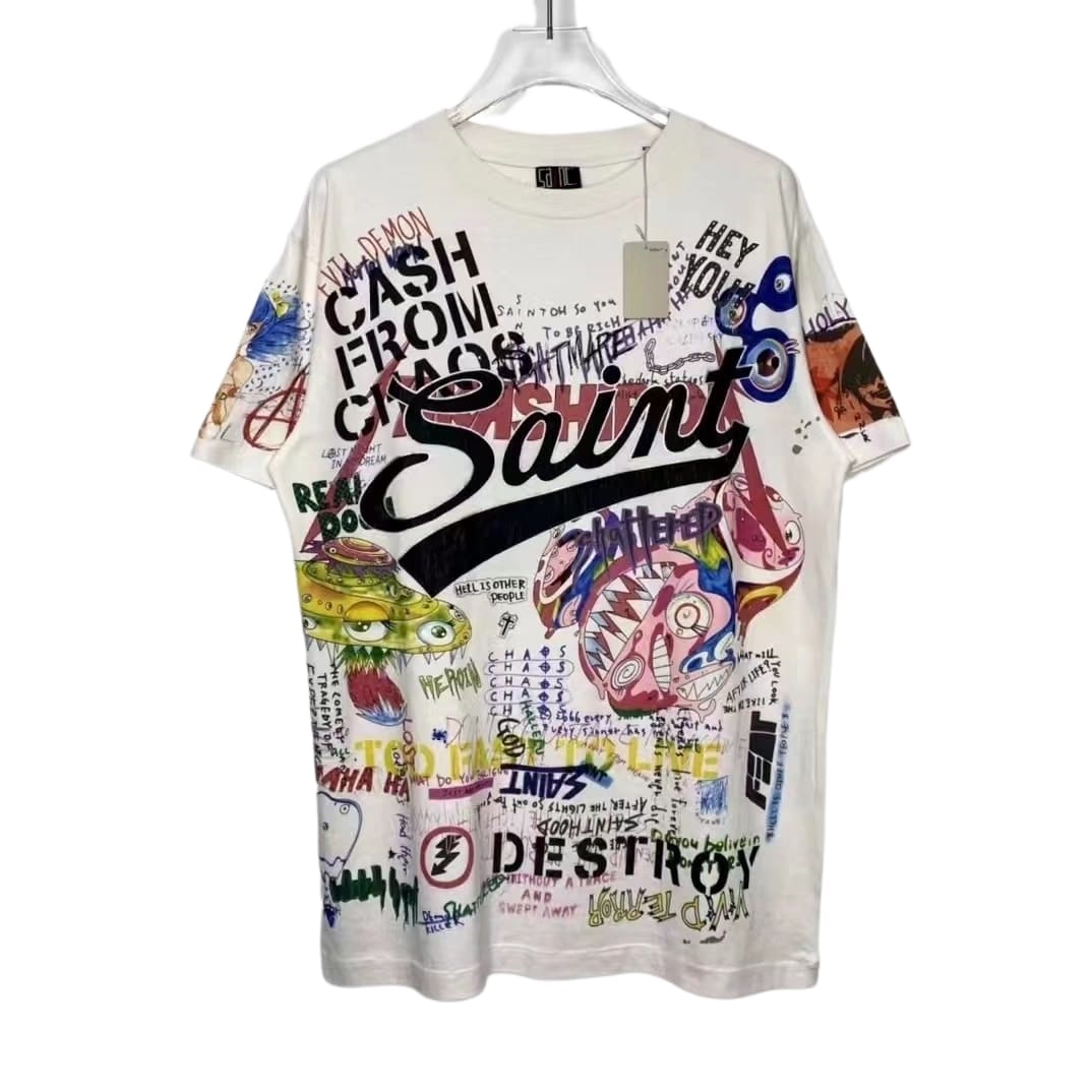 Saint Michael x Takashi Murakami Graffiti Washed Short Sleeve T-Shirt