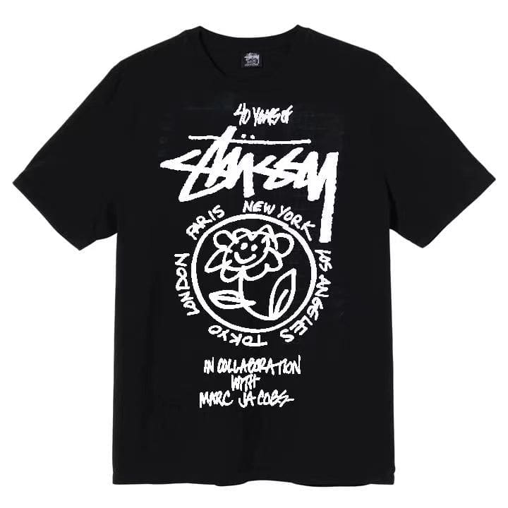 Stussy Crown Surfing Print Short Sleeve T-Shirt for Men and Women 2