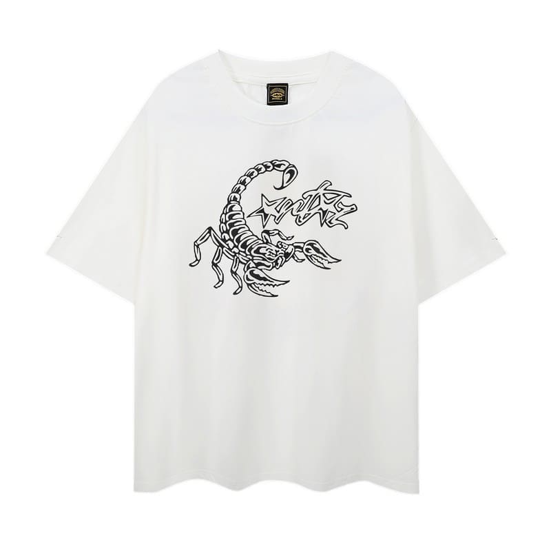 Corteiz Scorpion Print Loose Casual Round Neck T-Shirt for Men