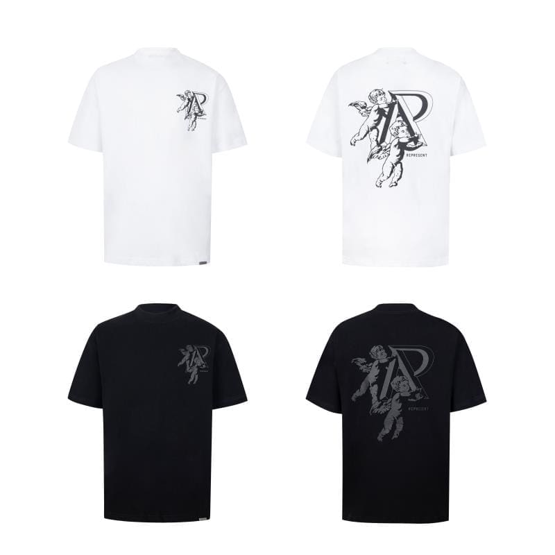 Represent Little Angel Letter R Printed Loose Casual T-Shirt for Men and Women