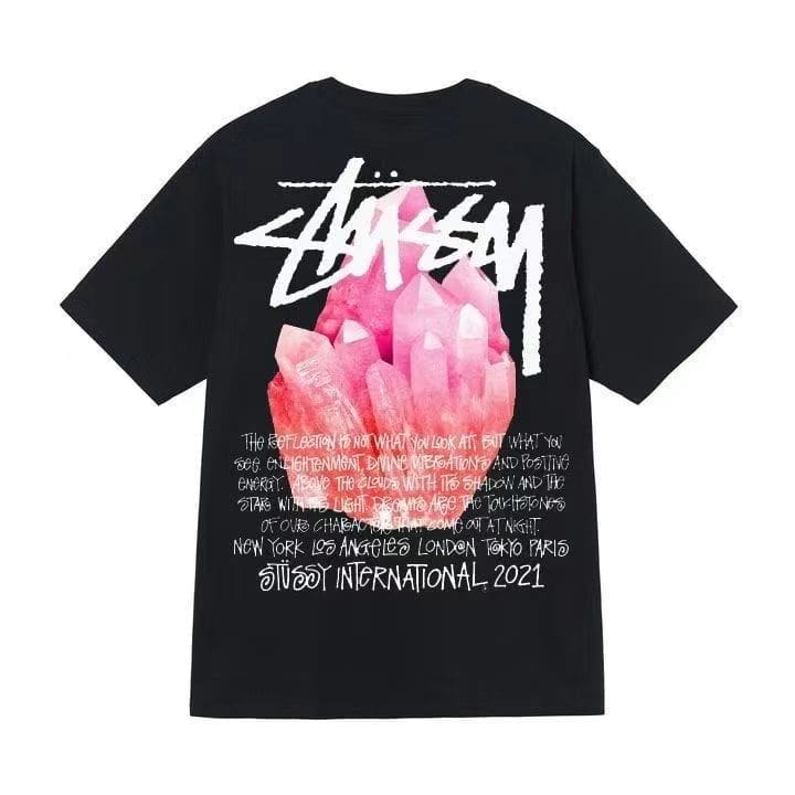 Stussy Crown Surfing Print Short Sleeve T-Shirt for Men and Women 2