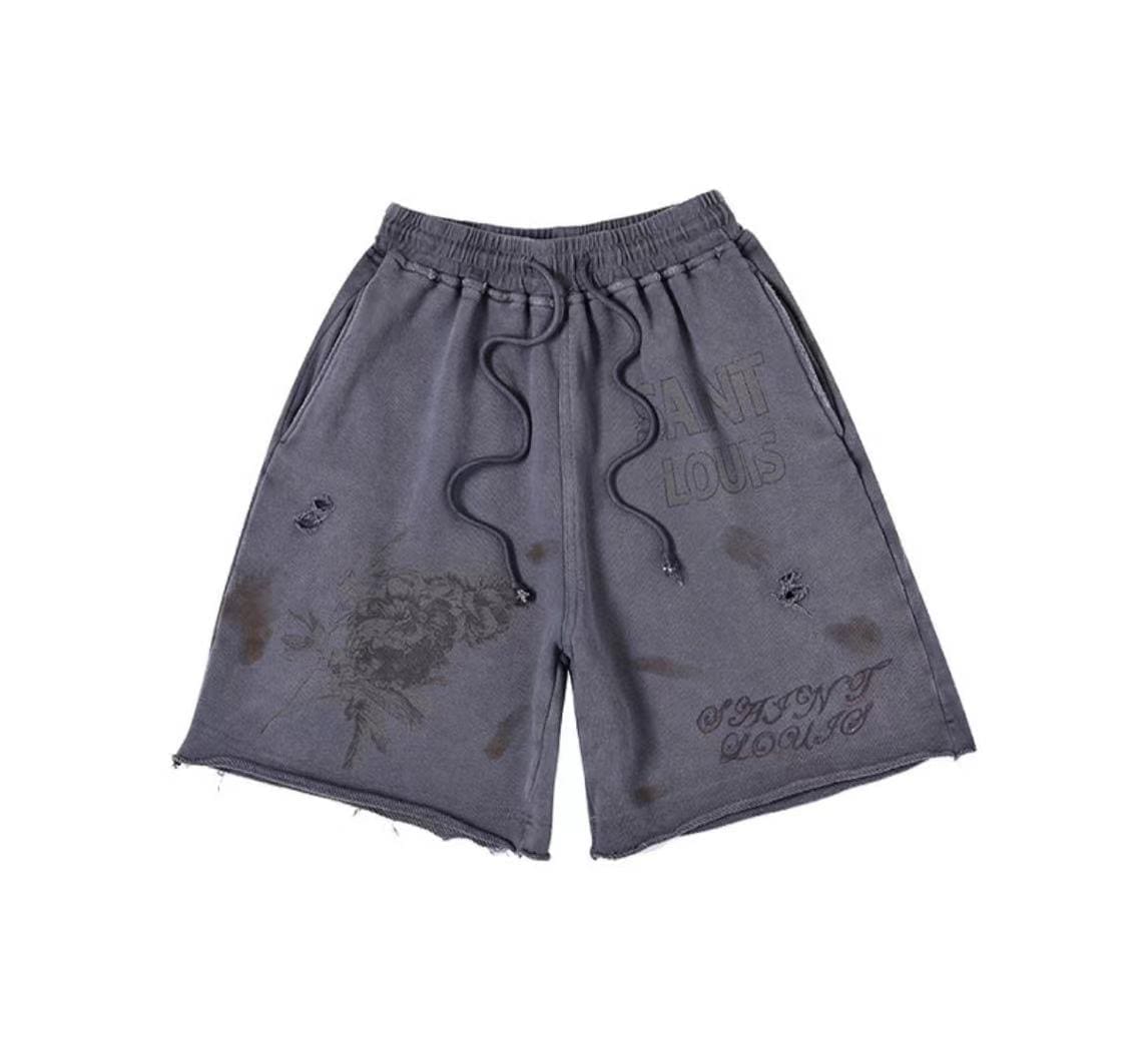 saint L**is vintage distressed knitted shorts casual cropped pants for men and women