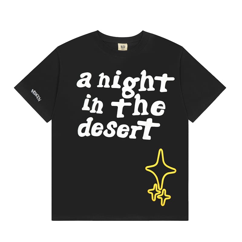 Broken Planet Puff Print Summer Cotton T-Shirt for Men and Women