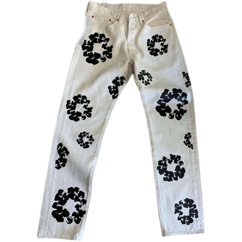 Denim Tears Floral Print Washed Denim Trousers
