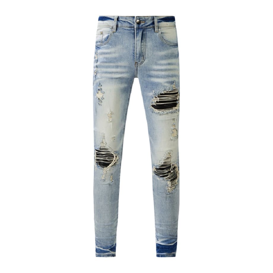 Xingx Patchwork Ripped Jeans