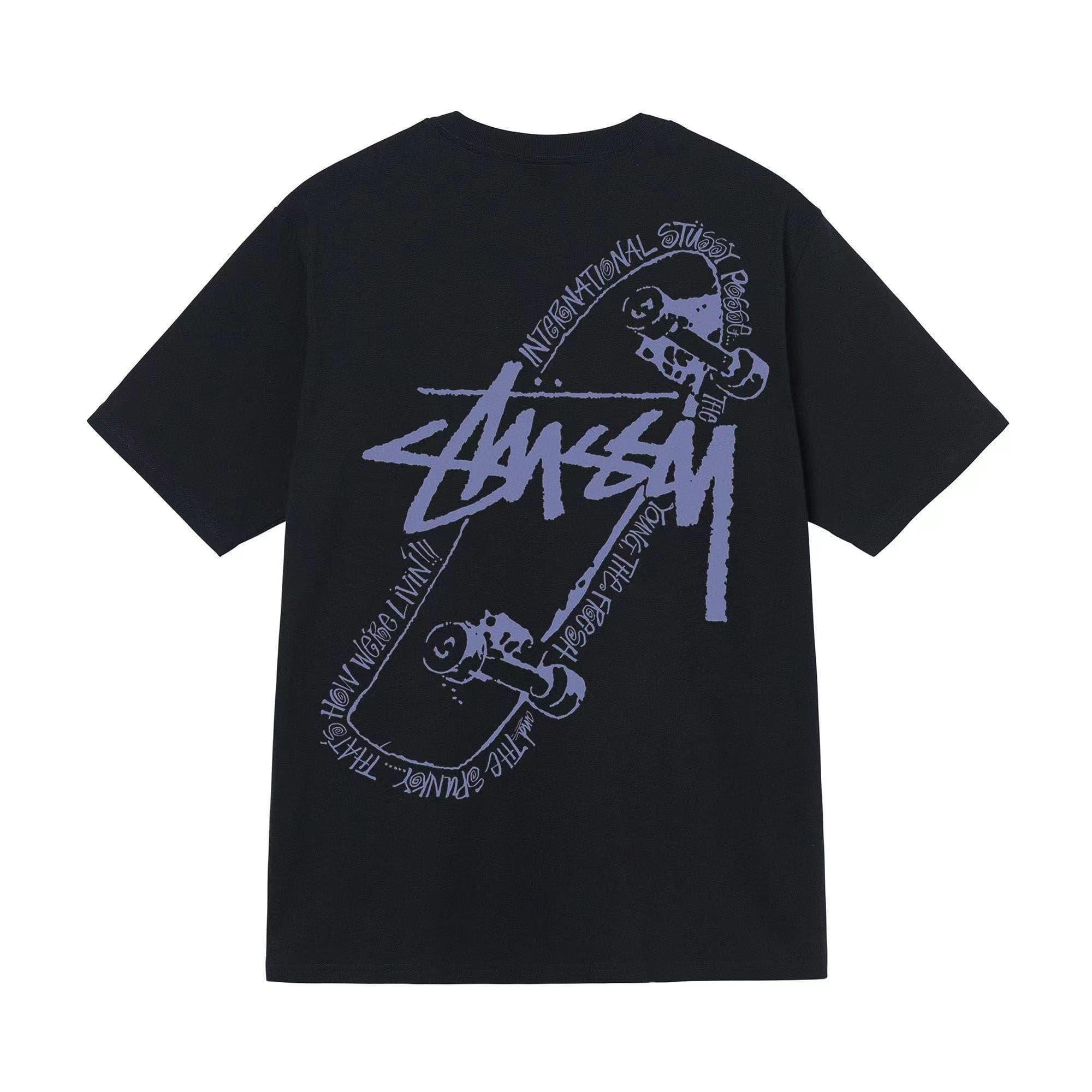 Stussy Crown Surfing Print Short Sleeve T-Shirt for Men and Women 2