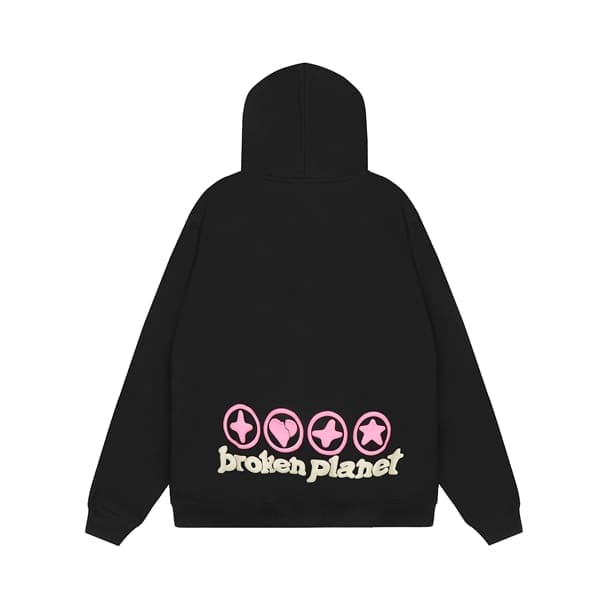 Broken Planet Puff Print Loose Hoodie for Men and Women