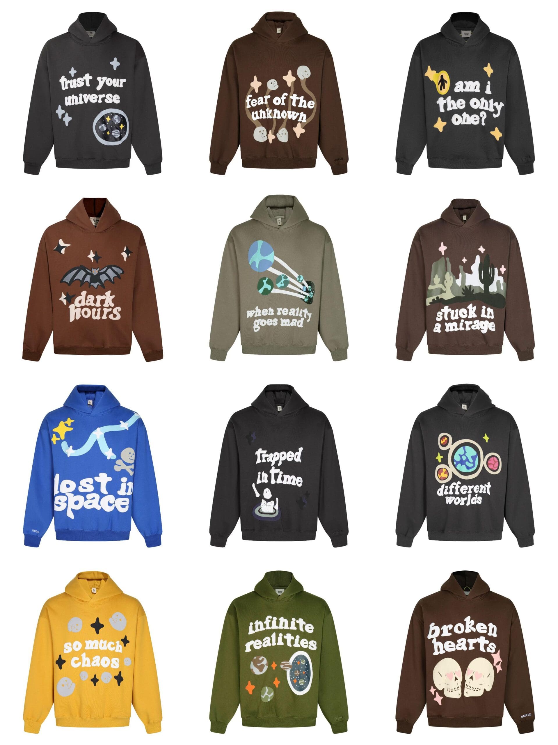 Broken Planet Puff Print Hooded Sweater Loose Fit for Men and Women