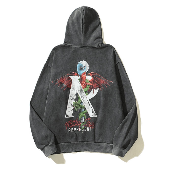Represent Motley Crue Band Washed Vintage Distressed Hoodie