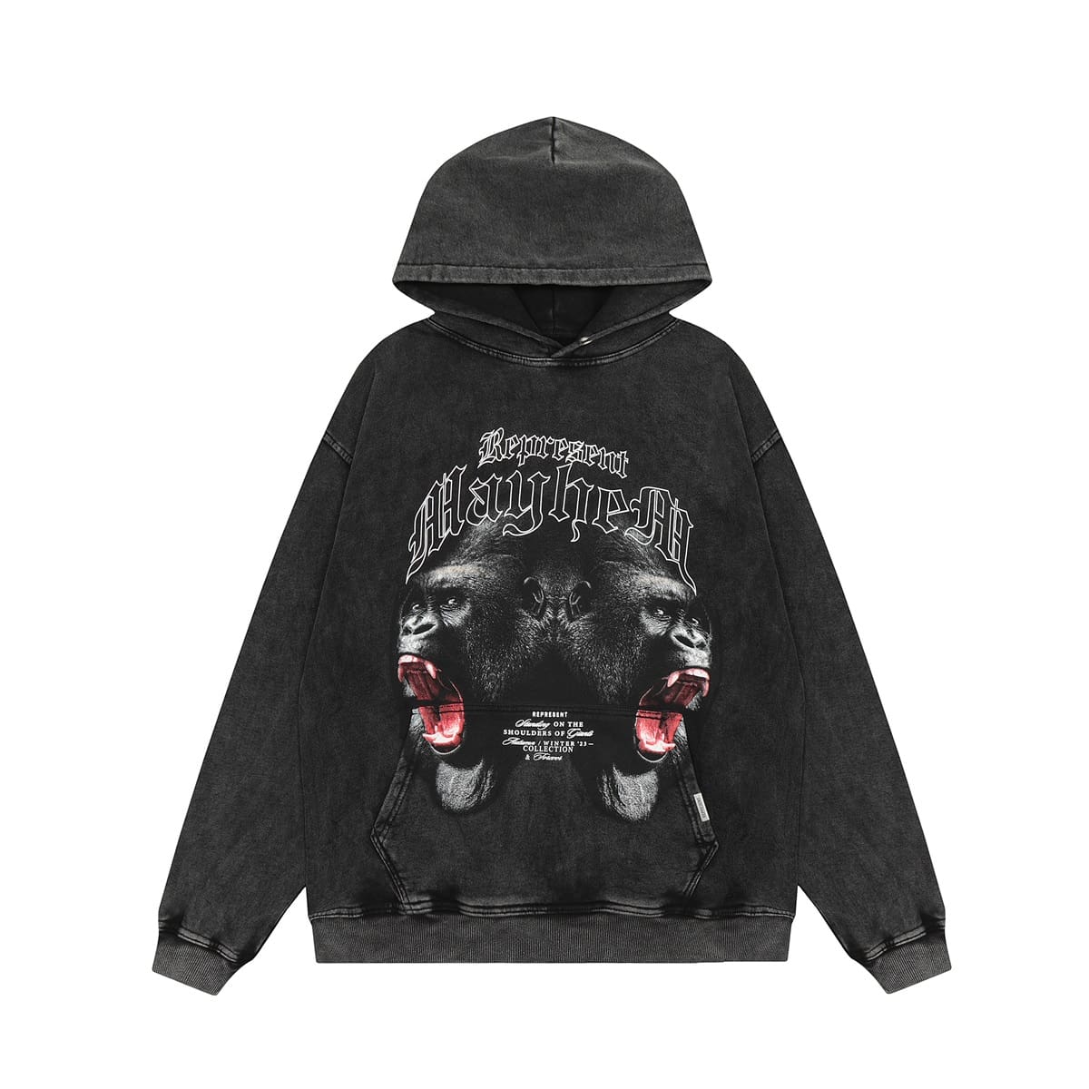 Represent Orangutan Print Hoodie Washed Hooded Pullover Coat