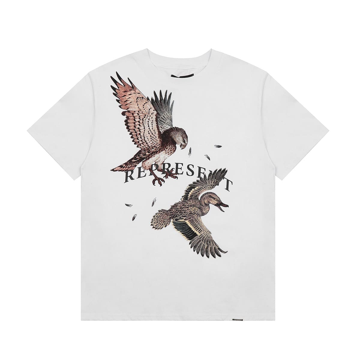 Represent Retro Washed Distressed Lark Print Loose American Casual T-Shirt