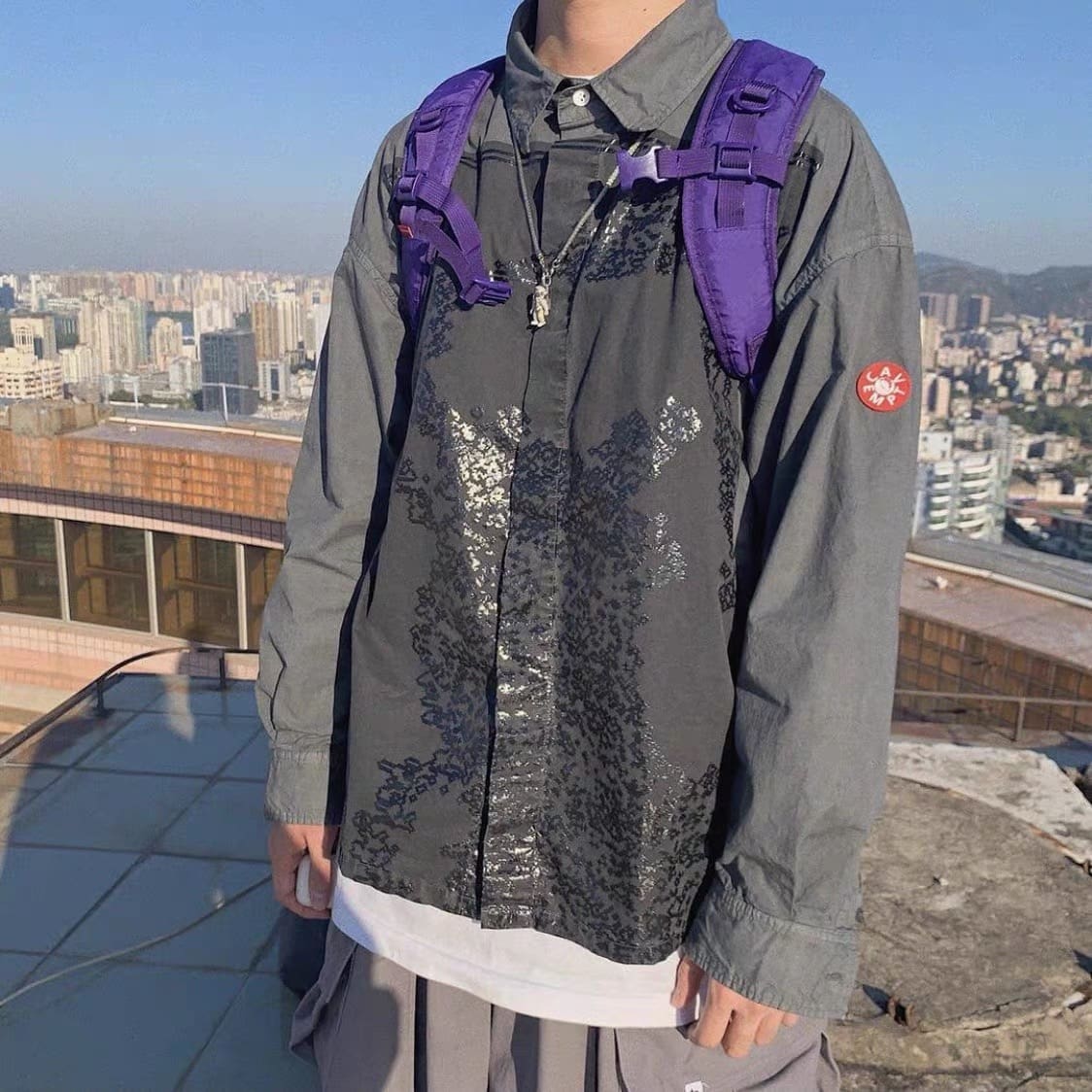 Cavempt Ce Noise Washed Gray Batik Shirt