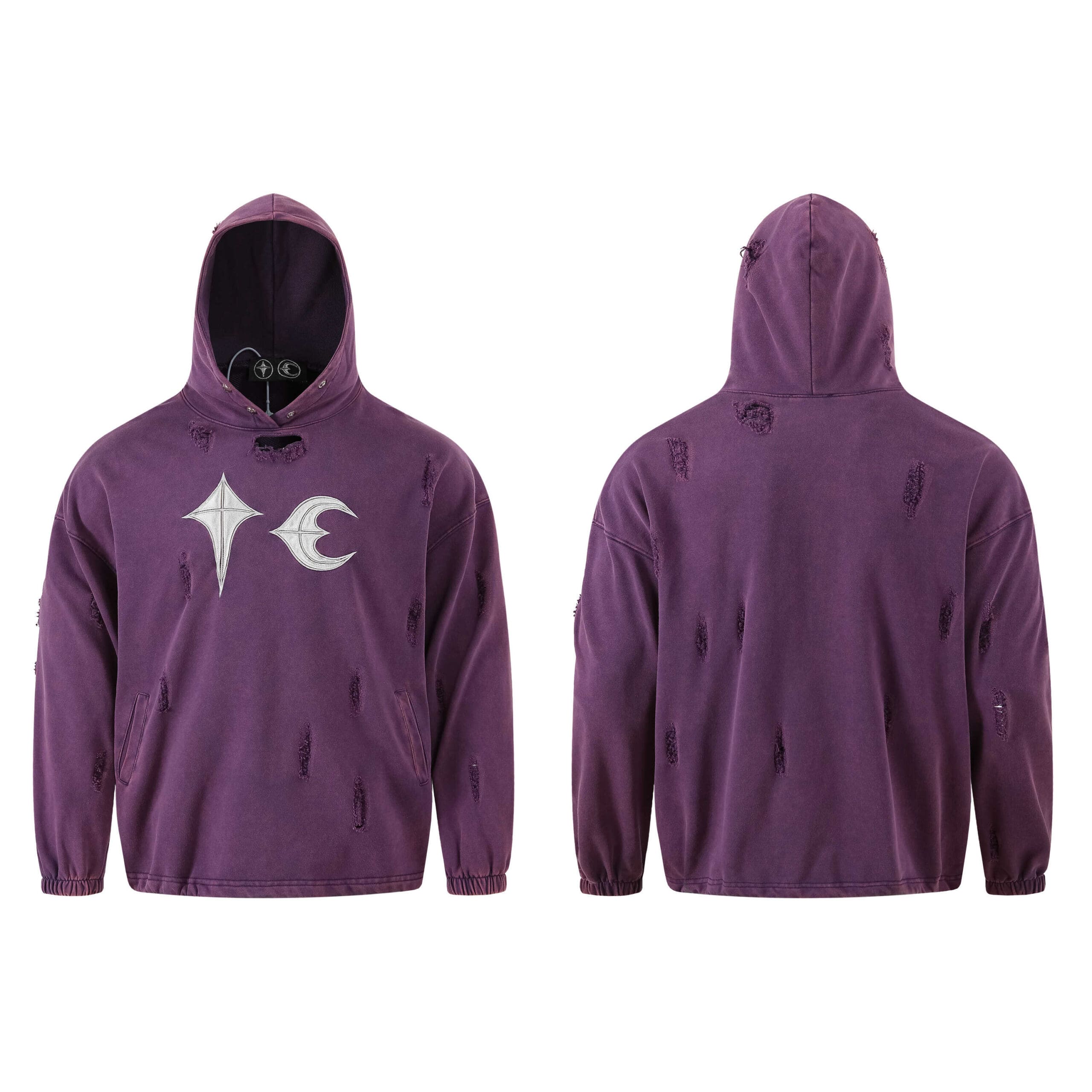 Thug Club Purple Washed Distressed Hoodie