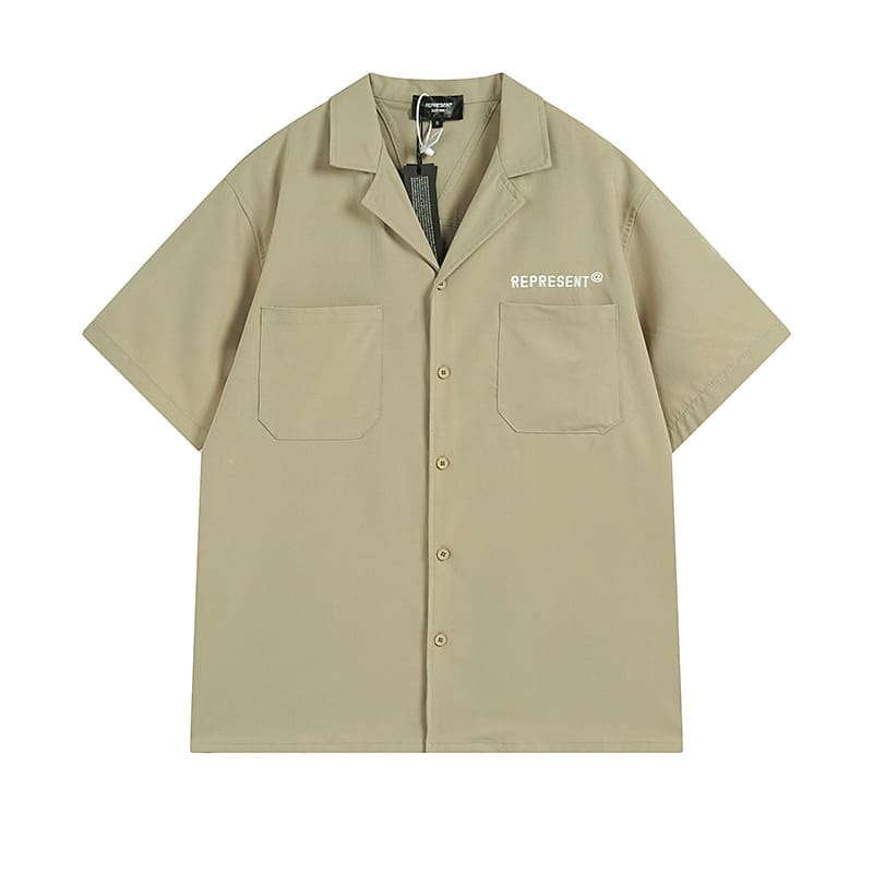 Represent Simple Letter Embroidery Loose Short Sleeve Shirt and Shorts Set