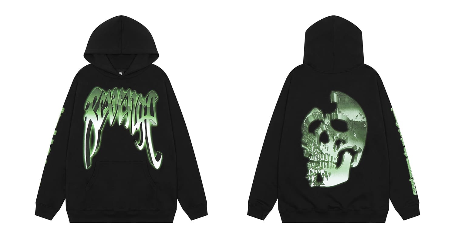 Revenge Mechanical Skull Print Hoodie