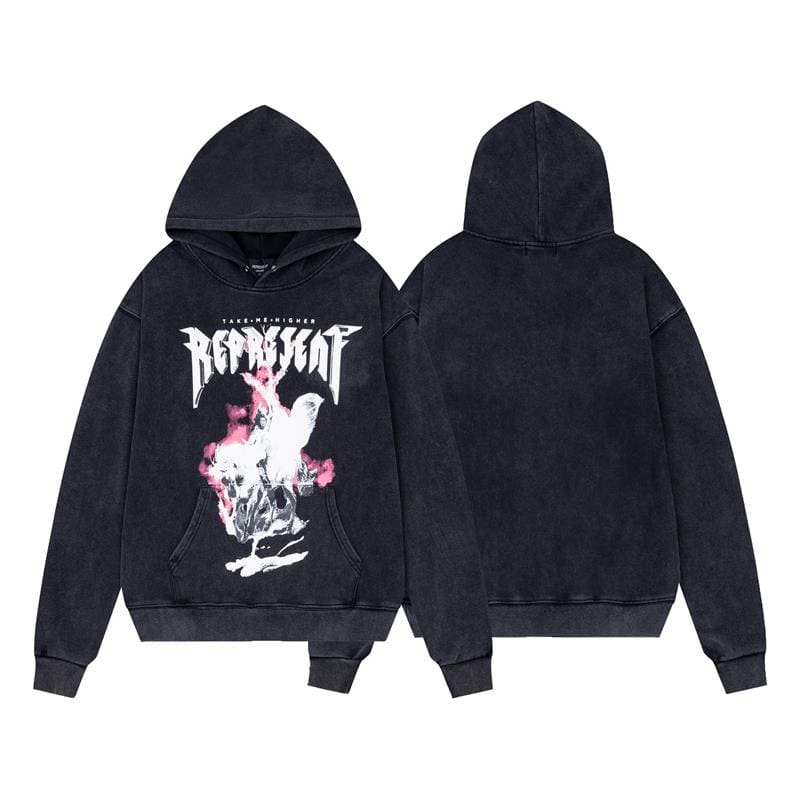 Represent Take Me Higher Washed Hoodie Heavy Sweater for Men