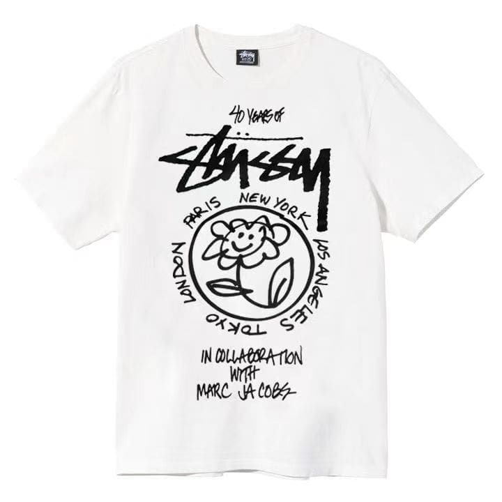 Stussy Crown Surfing Print Short Sleeve T-Shirt for Men and Women 2
