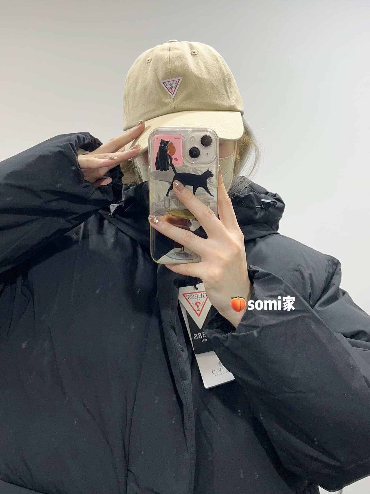 Somi Home Korea Direct Mail Guess Inverted Triangle Denim Baseball Cap