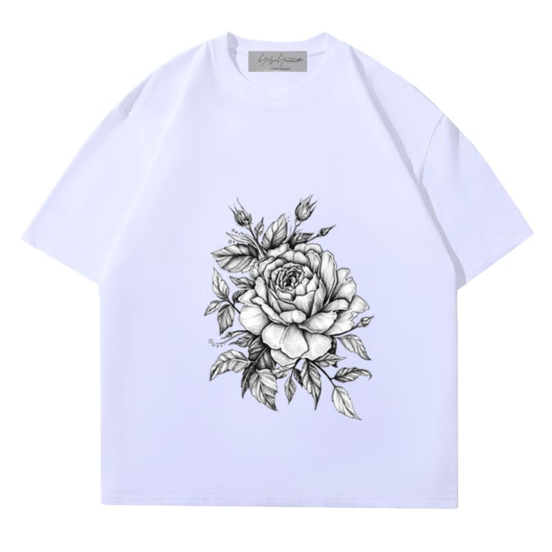 Yohji Yamamoto Sketch Rose Print Tee
